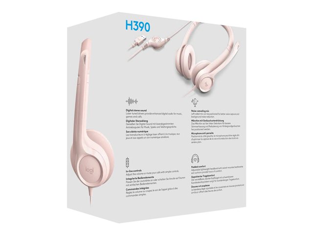 Logitech H390 Wired Headset for PC/Laptop, Rose - Imagen 15