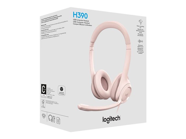 Logitech H390 Wired Headset for PC/Laptop, Rose - Imagen 5