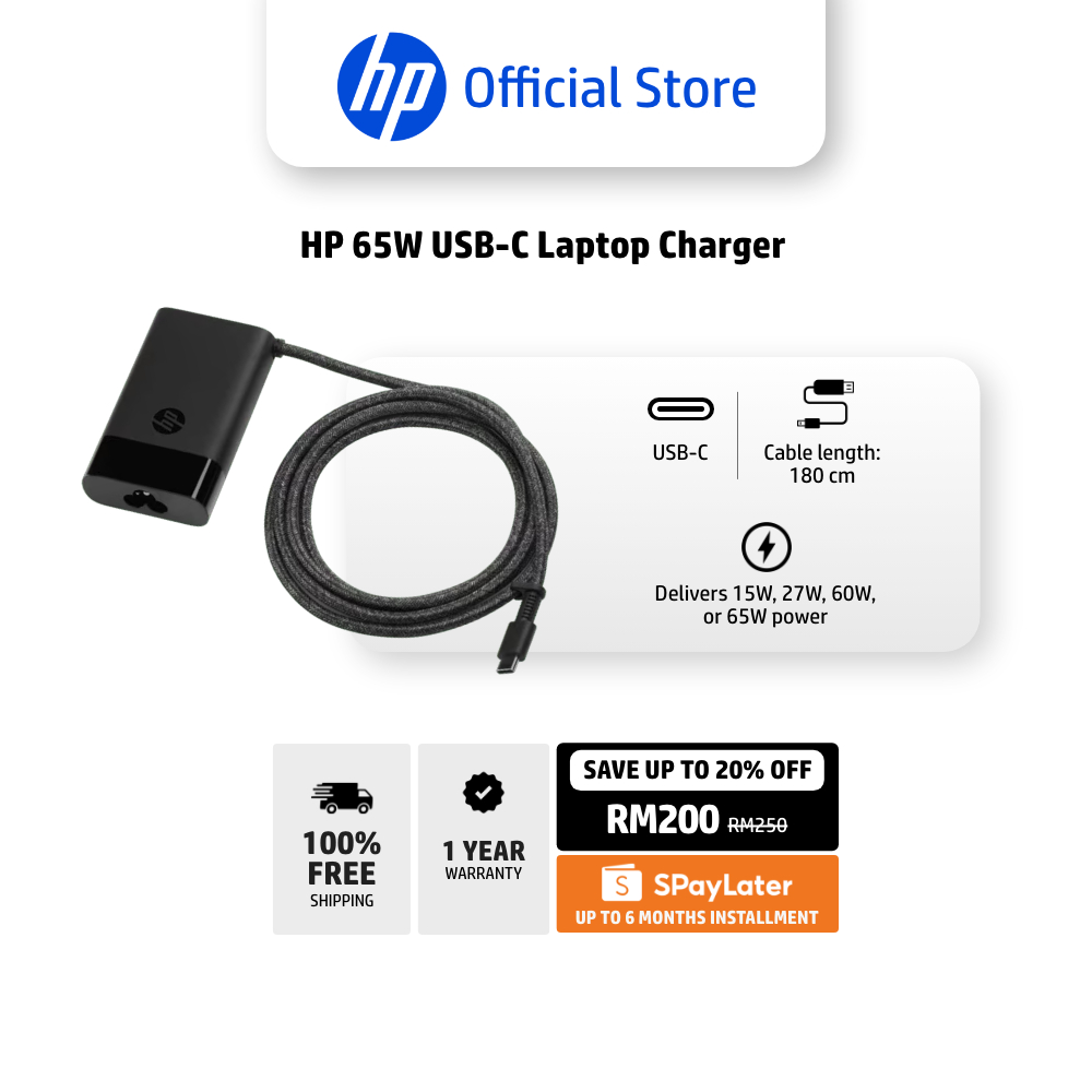 HP - Laptop Charger - USB-C 65W - Imagen 2