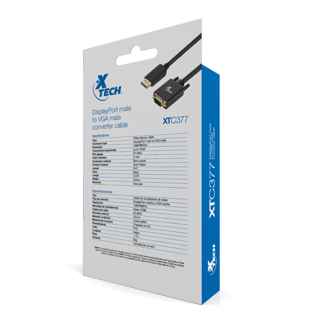Xtech - DisplayPort / VGA Cable - Black XTC-377 - Imagen 4